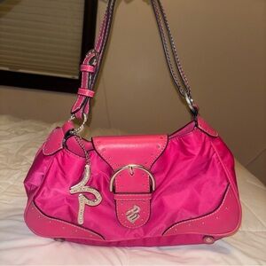Hot pink y2k rhinestone roca wear shoulder bag